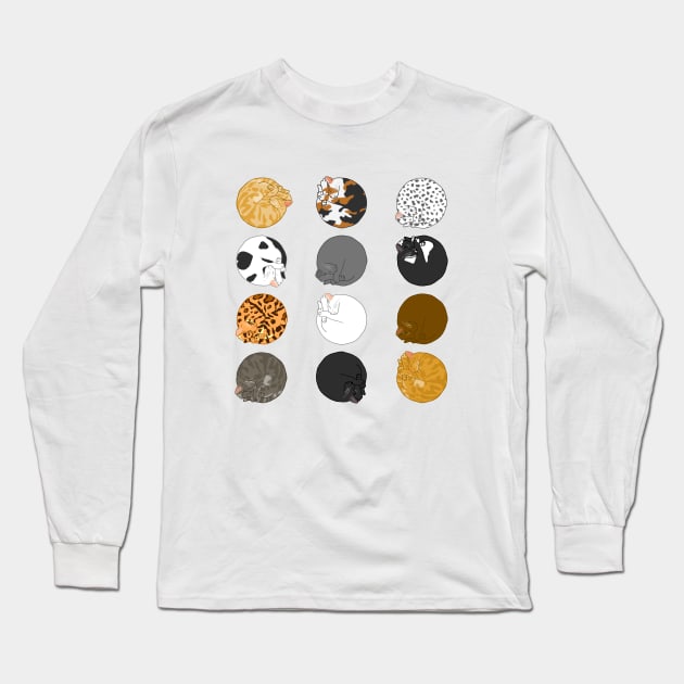 Rolling Cat Pattern Long Sleeve T-Shirt by CCDesign